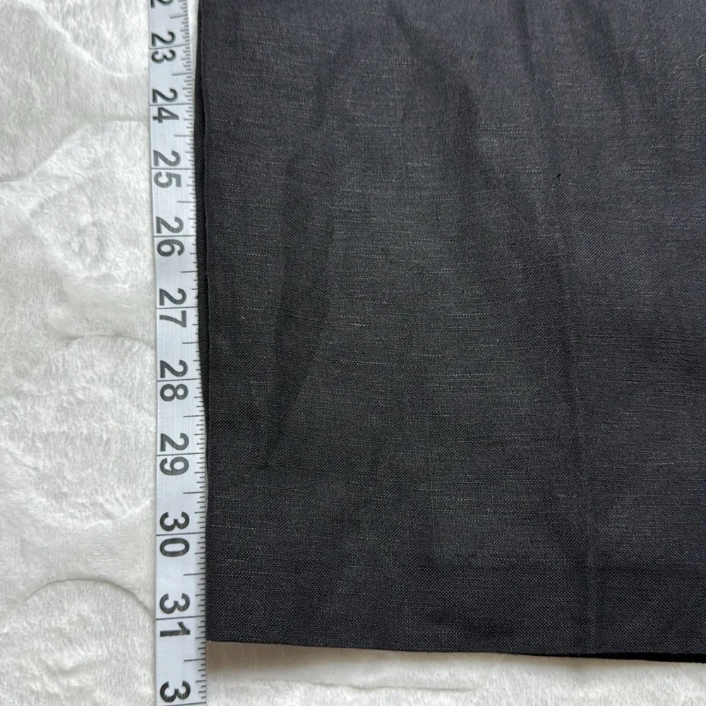 Ashley Stewart Black Breathable Linen Pants Full-Length Belted Loose Fit Size 16